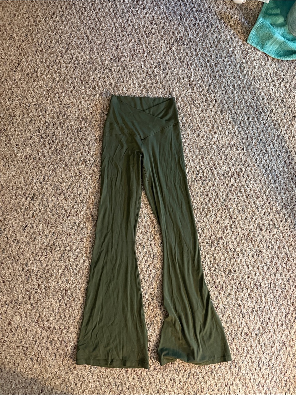Aerie Cross Front Olive Green Flared Yoga Pants